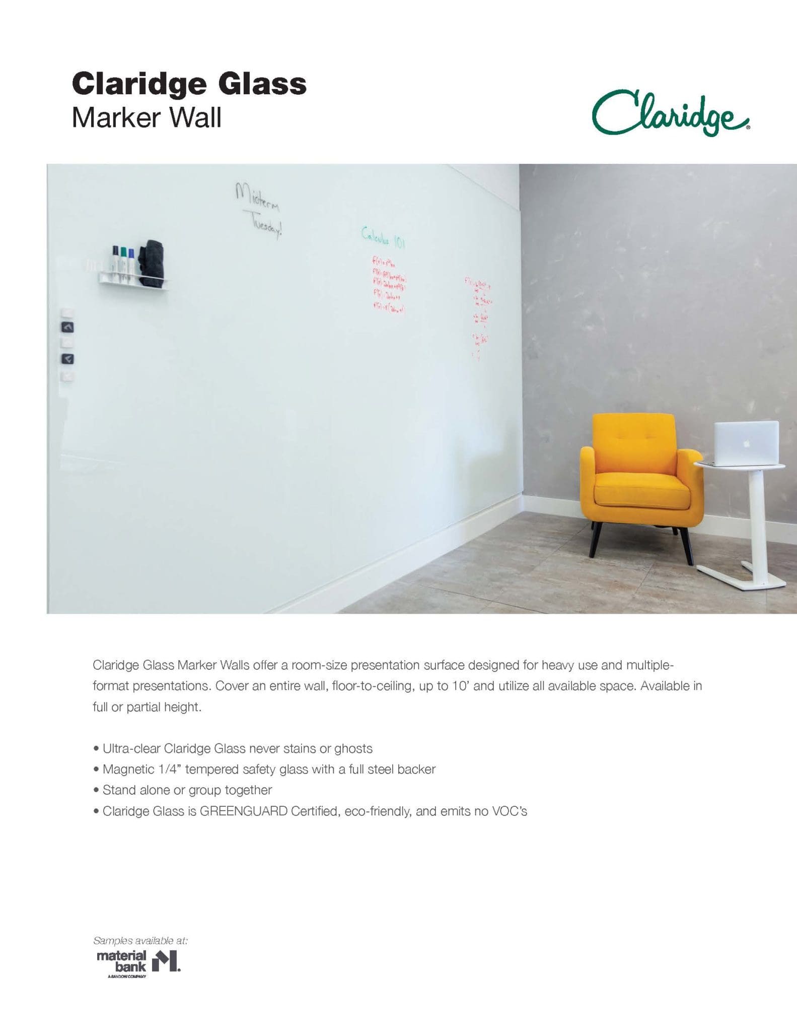 Glass Marker Wall System Claridge Products